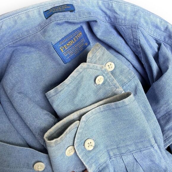 Vintage Pendleton Blue Cotton Work Shirt RN 29685 Men's size Large L - Picture 4 of 11